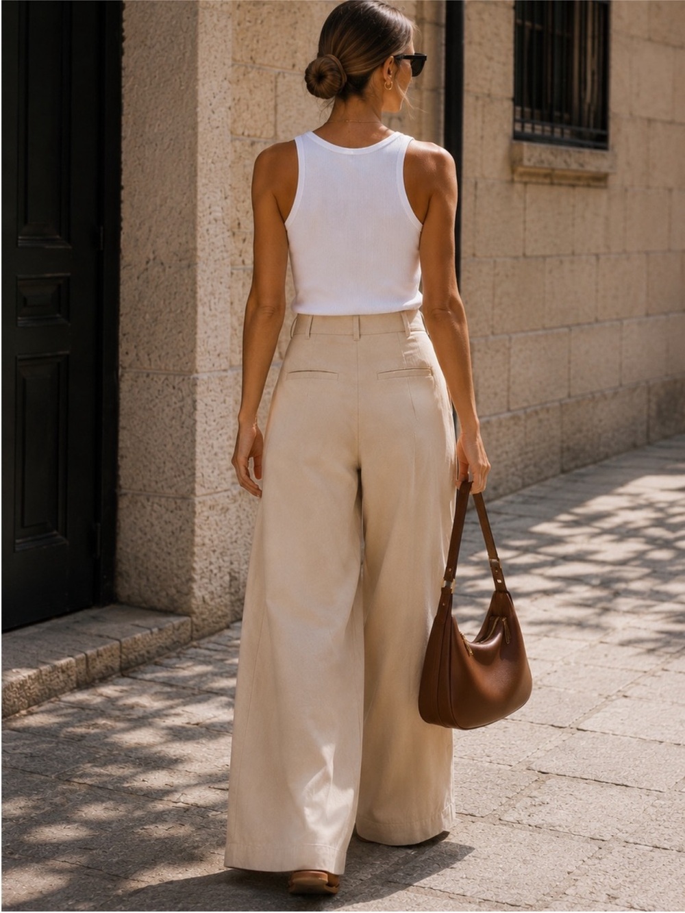 Zara Wide Leg Pants in Beige - Picture 2 of 14
